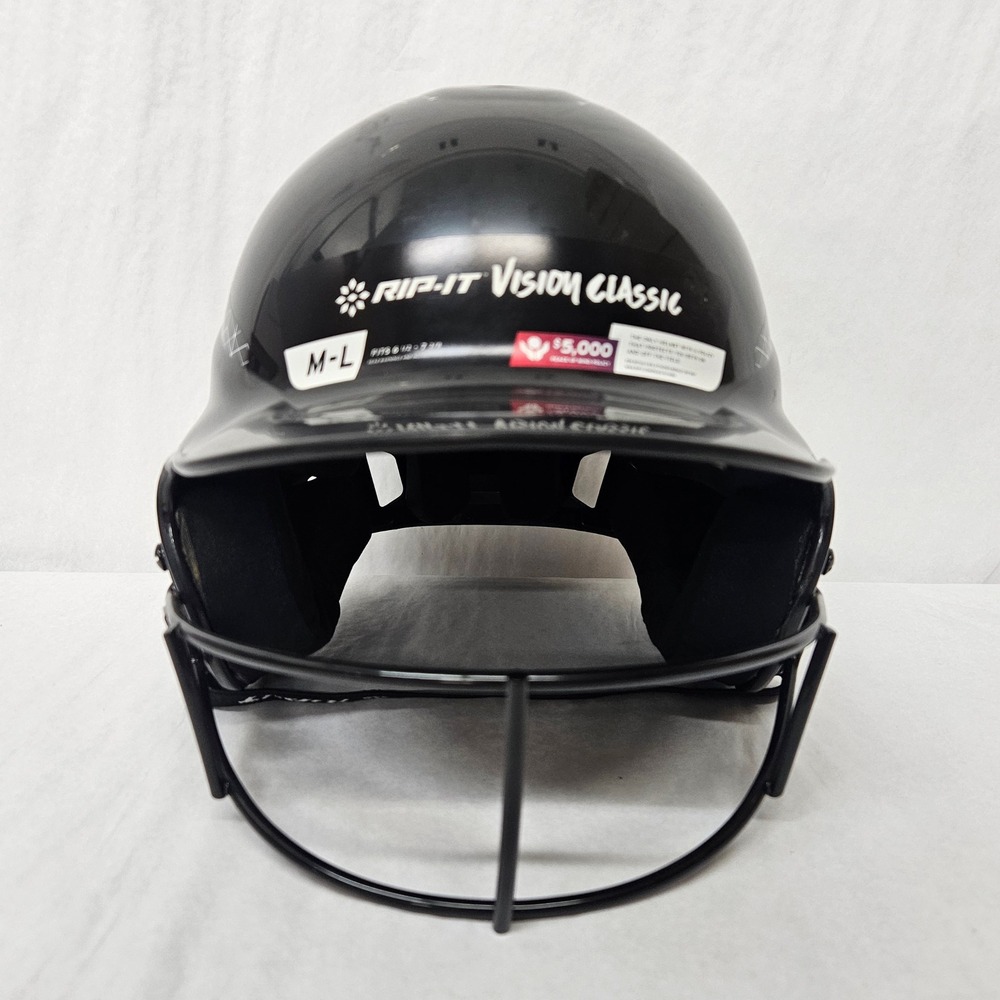 RIP-IT Vision Classic Softball Batting Helmet Face Guard Black White Size M-L